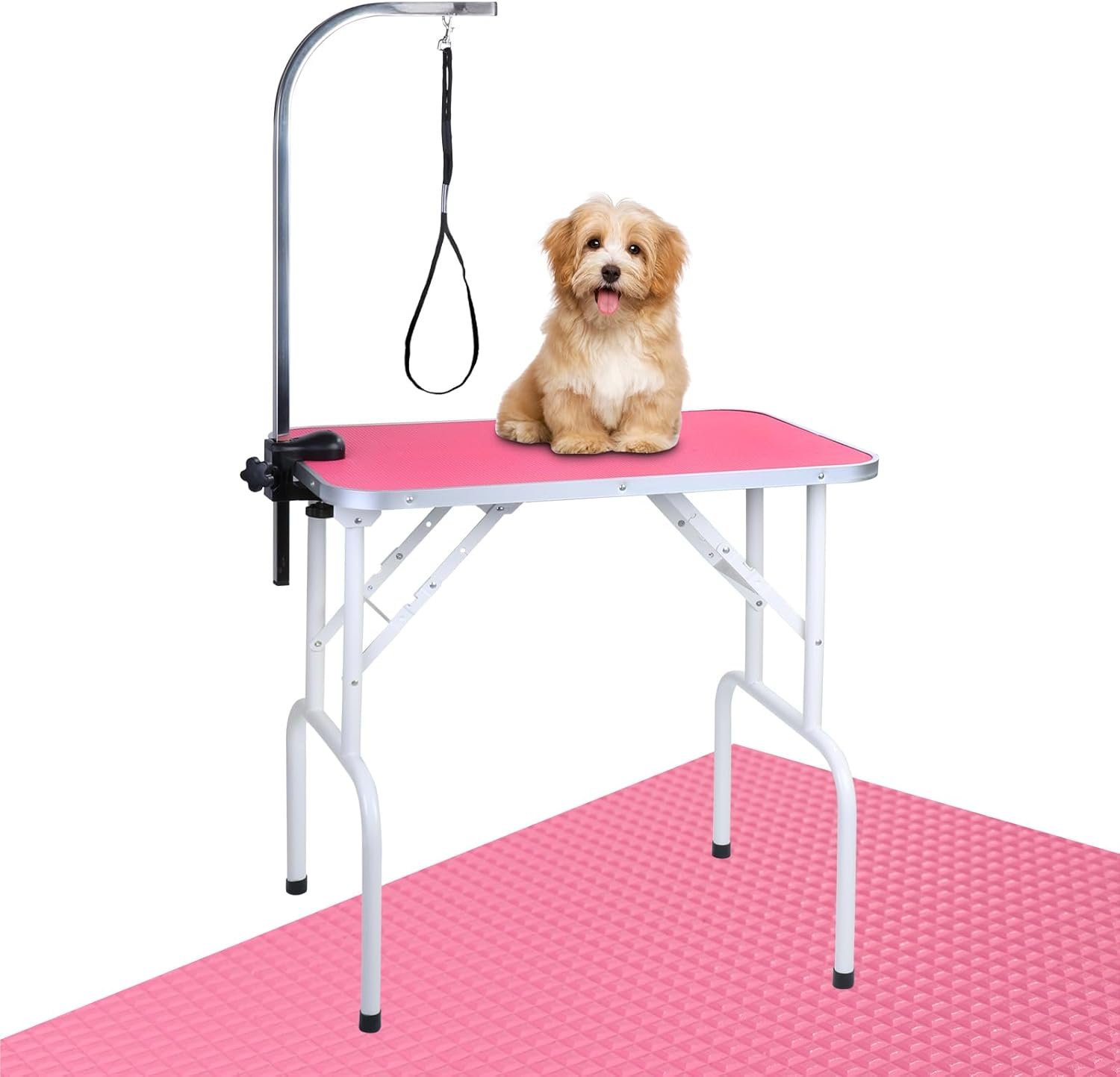 Foldable Pet Grooming Table – Heavy-Duty Iron Frame with Adjustable Arm & Noose for Dogs and Cats